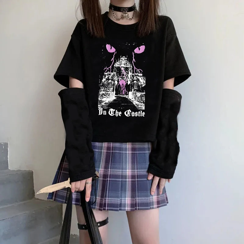 Amerikanischen Vintage Kreative Comic Muster Druck T-Shirts Y2K Streetwear Harajuku Ästhetik T Frauen Mode Beiläufige Lose Tops