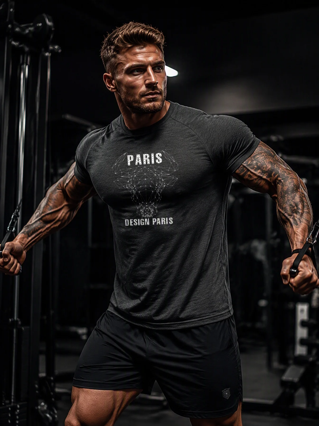 Men's printed silk T-shirt, summer ultra-elastic fitness, cycling, hiking, outdoor and leisure sports wear,quick-drying clothing