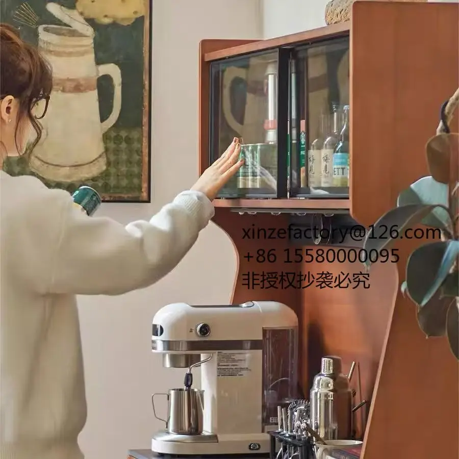 Factory Direct 2026 Top RatedImported boxwood retro integrated dining side cabinet against the wall, living room locker, narrow