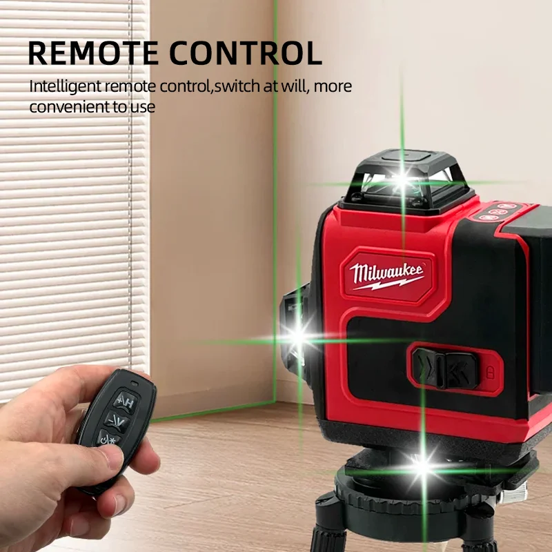 Milwaukee Laser Level Green 16 Lines 4D Self Leveling 360 Horizontal And Vertical Super Powerful Laser level Beam Original