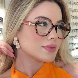 2025 Fashion Brand Design Pink Print Glasses Women Frame Photochromic Anti Blue Light Computer Reading Eyeglass Degrees 0 to +6