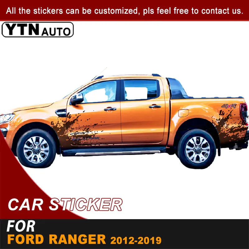 Side Door Body Car Decals Splash Mudslinger Graphic Vinyl Rear Trunk Cool Car Stickers For Ford Ranger 2012-2016 2017 2018 2019