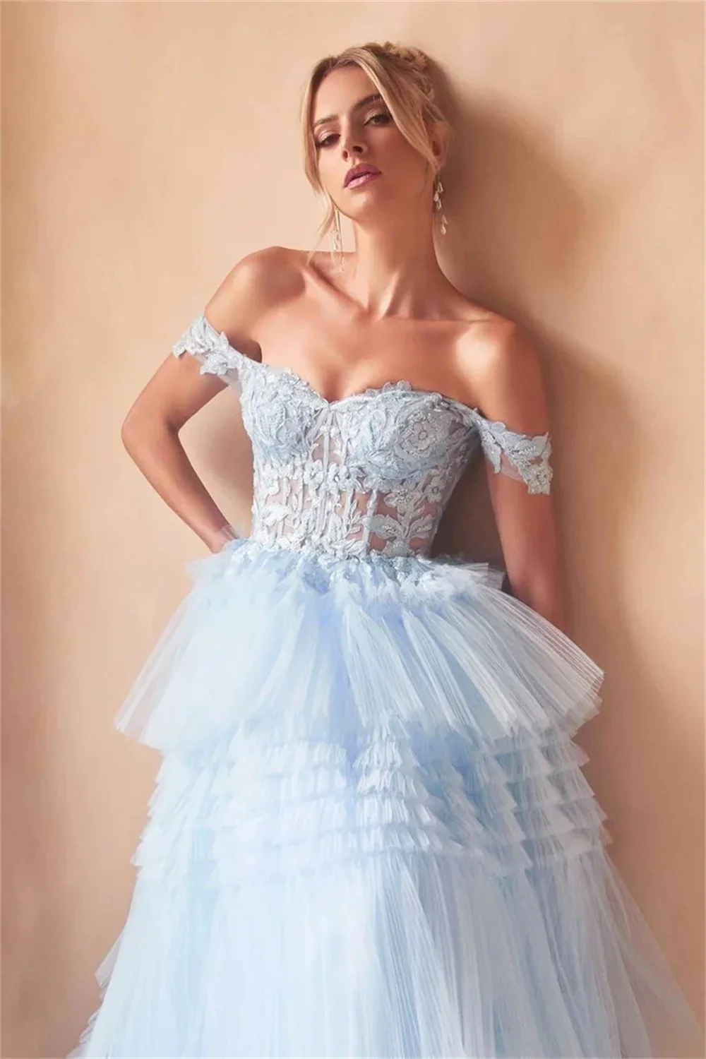 Jessica-Robe de mariée bleu clair chérie, robes de Rhen tulle à paillettes brodées, corset de princesse, robes sur mesure pour les occasions