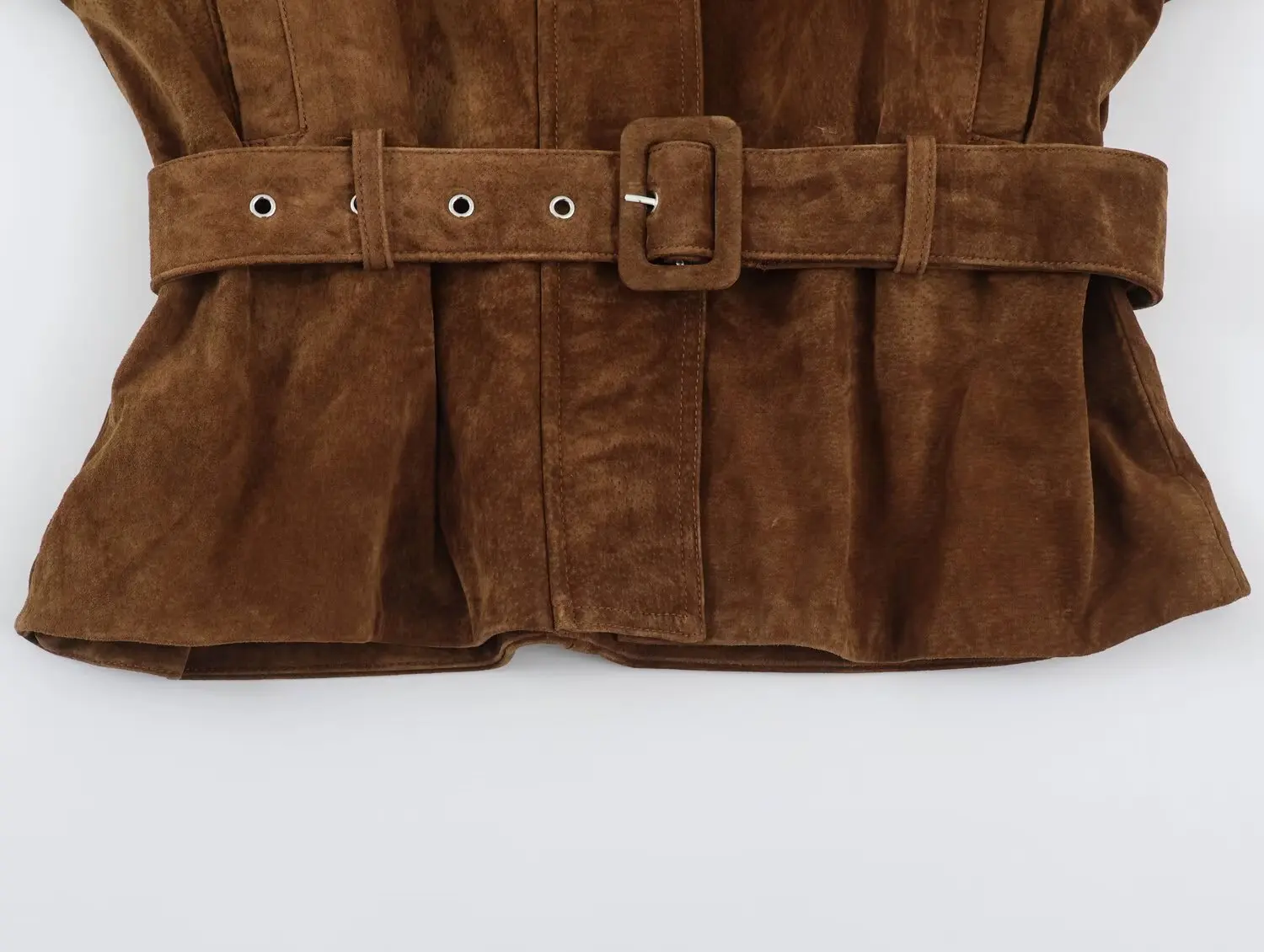Neuer Damen Vintage Gürtelmantel, eleganter Alltagsmantel, Kunstwildlederjacke, Herbst-Winter, schicker Streetstyle, Stehkragenmantel, lässig – Detail 6