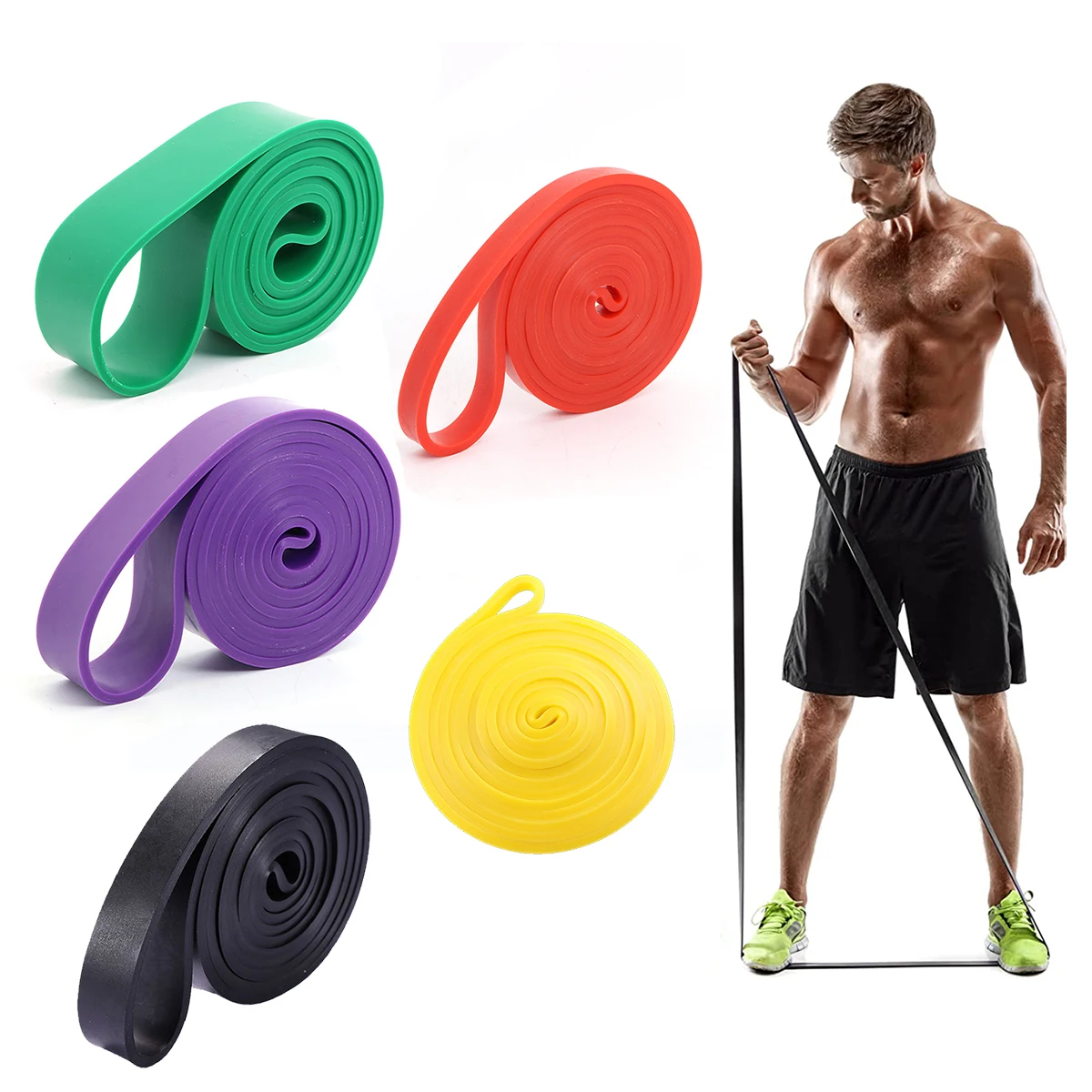 Rubber Resistance Bands Elastic Exercise Strength Pull-Ups Auxiliary Pilates Gym Fitness Equipment