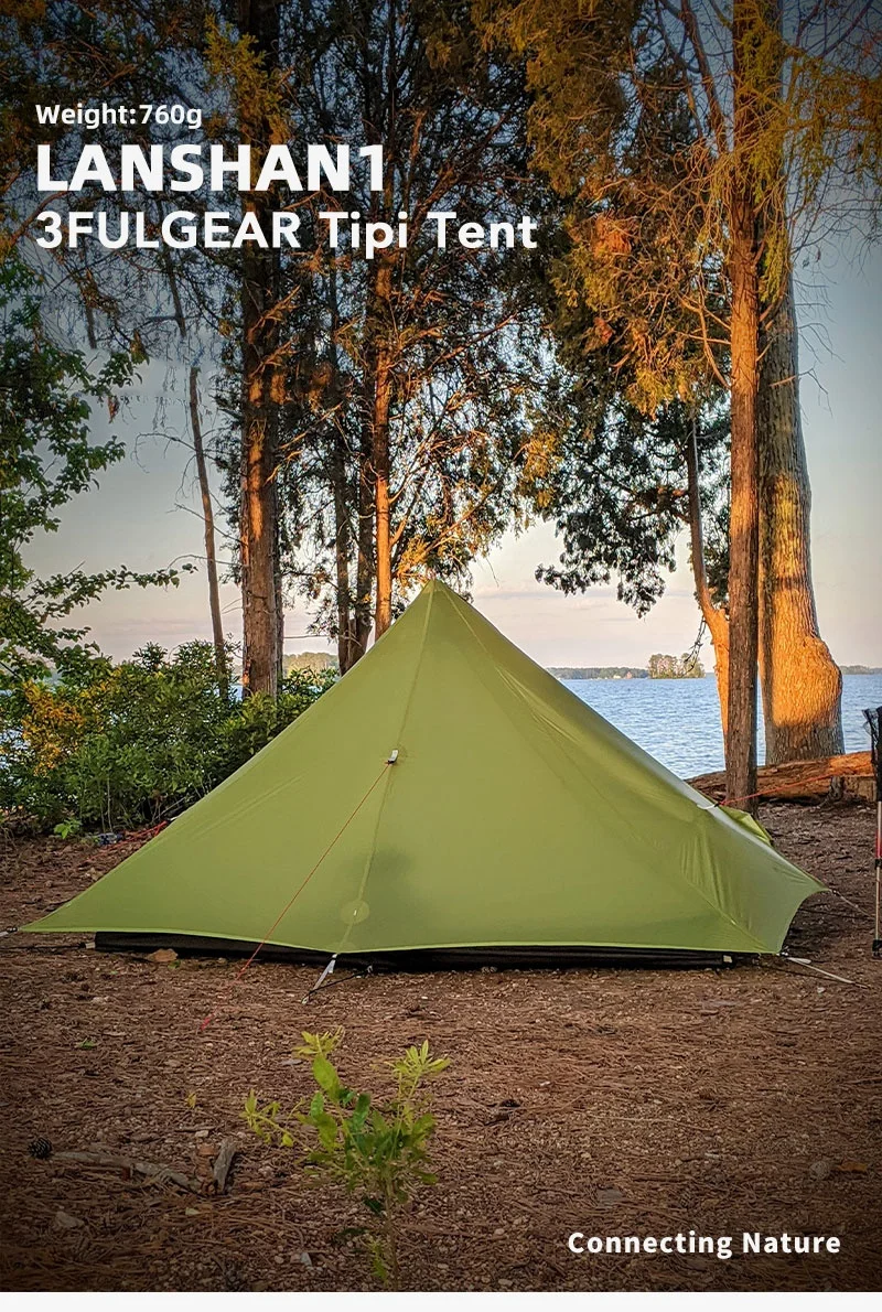 3F UL Gear 2026 Lanshan 1P Zelt Outdoor Camping 15D SilNylon Zelt Ultraleicht 760g Wasserdichtes Stangenloses Zelt für Trekking und Backpacking – Detail 2
