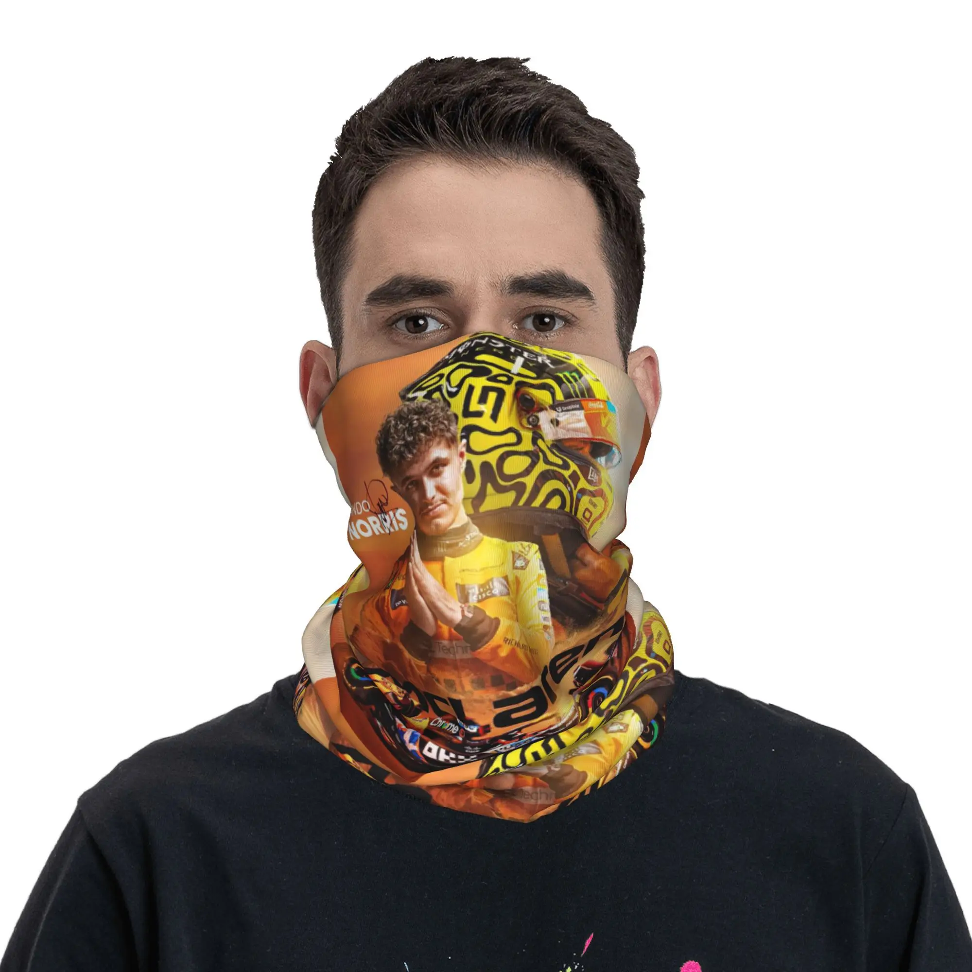 สูตร 1 Lando Norris ผ้าพันคอคอ Gaiter พิมพ์ผ้าพันคอ Multi-use Balaclava ขี่สําหรับผู้ชายผู้หญิงผู้ใหญ่ All Season