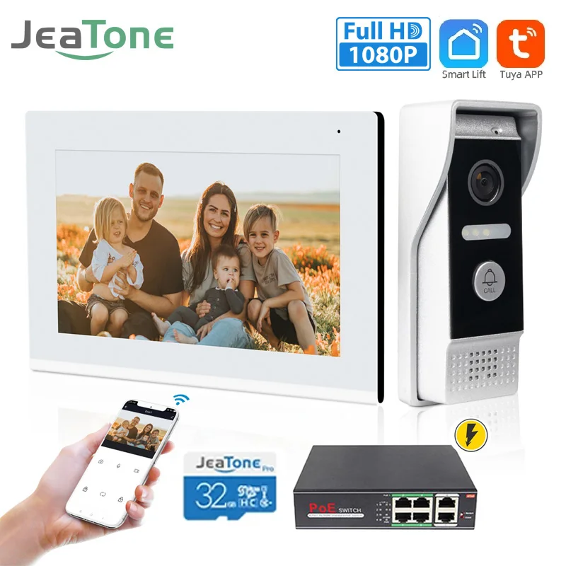 

Jeatone Tuya 1080P 7 Inch Smart WIFI Wireless IP Video Intercom Doorbell With Camera Night Vision Motion Detection For Home