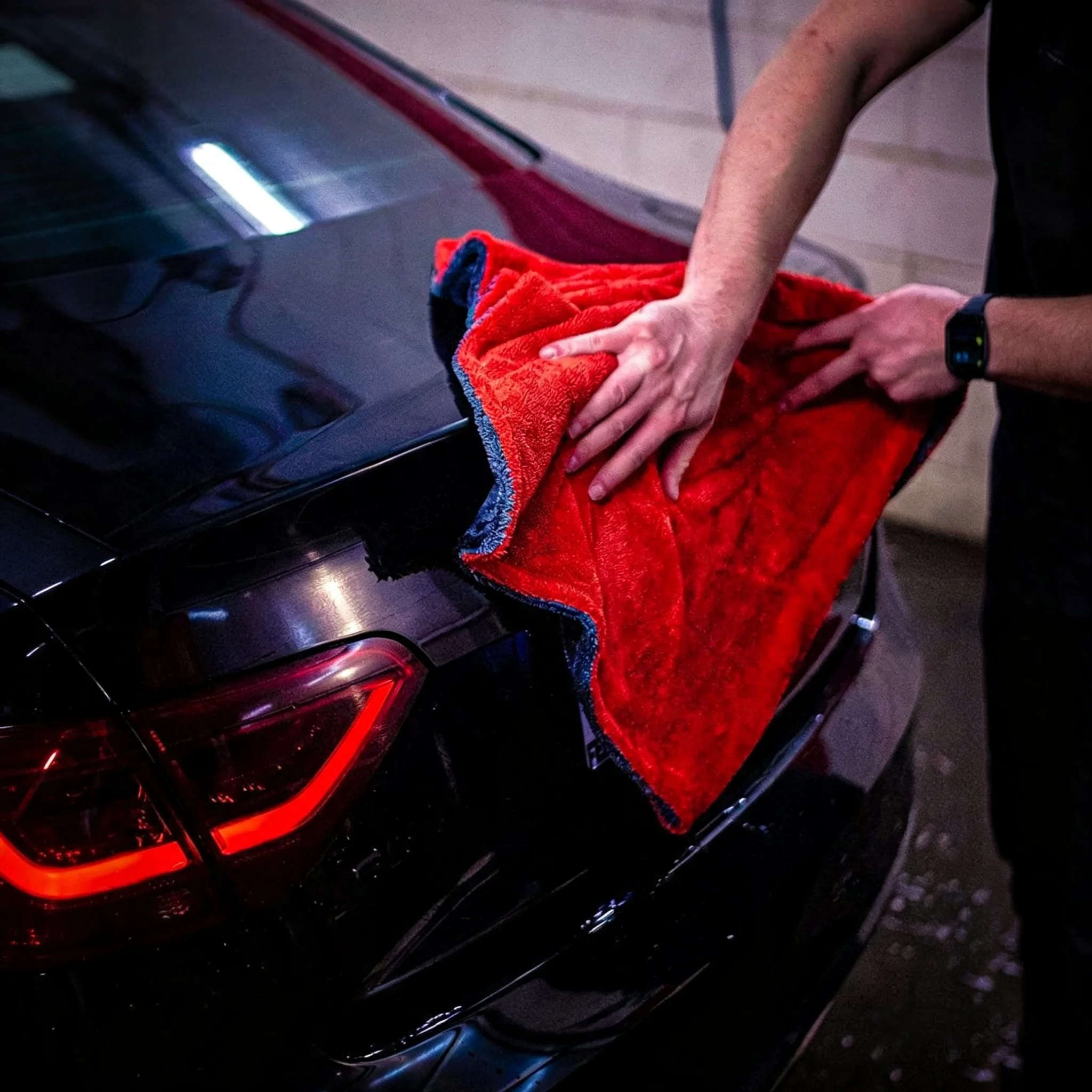 Green Grey Twisted Loop Microfiber Cleaning Towel Lint Free High Water Absorb Car Interior Exterior Drying Cloth