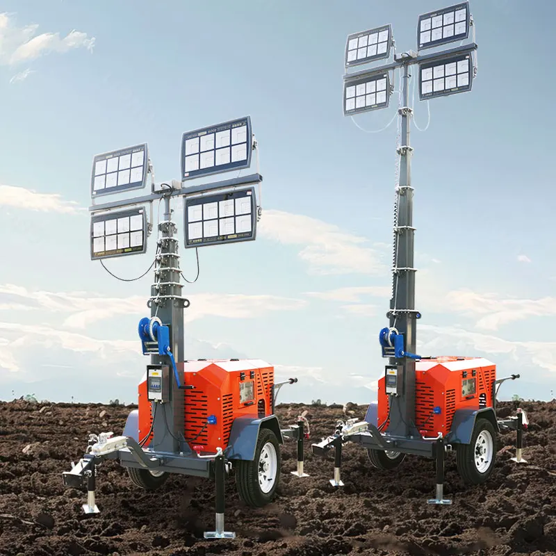 Mobile Trailer LED Light Tower Lithium Battery Energy Storage No Pollution Outdoor Construction Site Flood Lighting Tower Custom