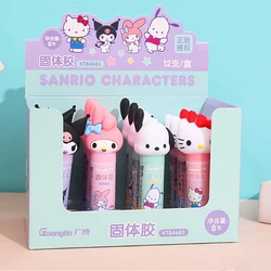 4/12pcs Sanrio Solid Glue Hellokitty Kuromi Pachacco Super Strong Adhesives Glue Stick Student School Office Stationery Supplies