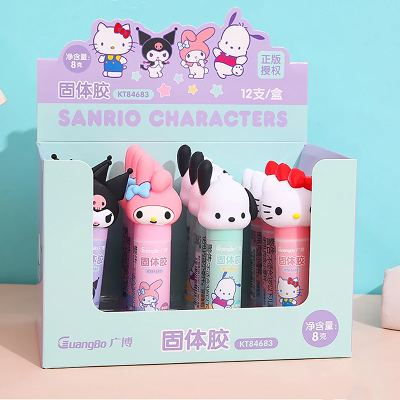 sanrio solid glue stick para estudantes super forte adesivo hellokitty kuromi pachacco artigos de papelaria pcs 12 pcs 01