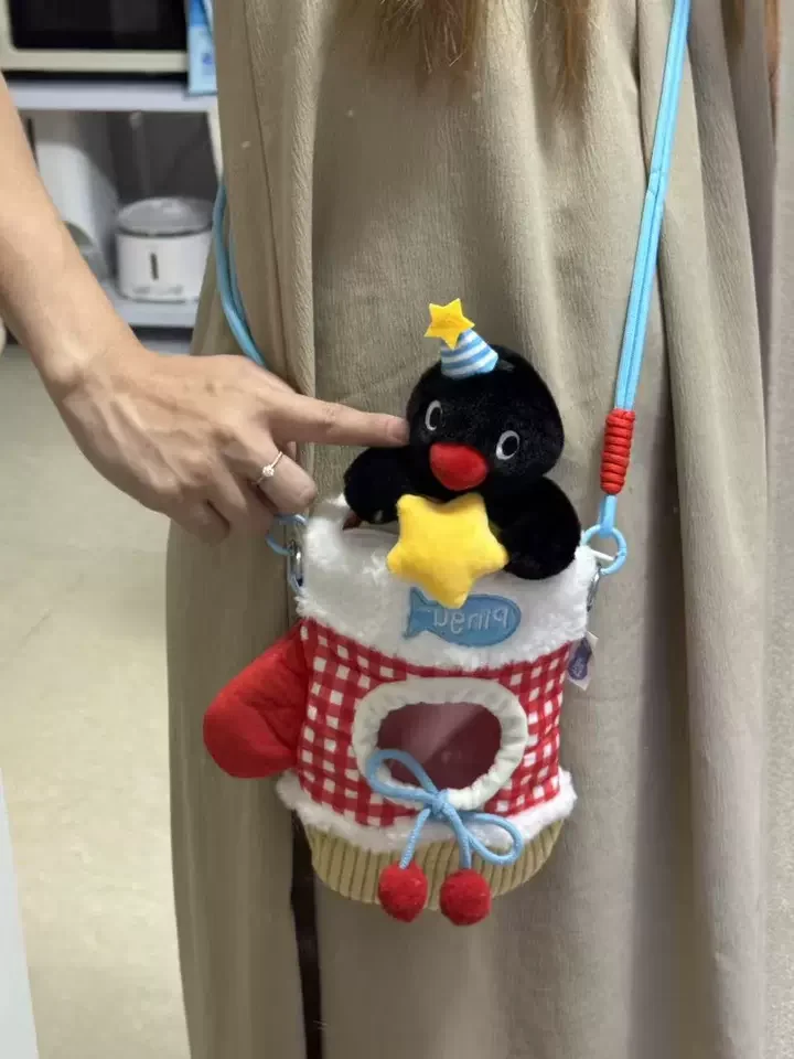Cartoon Pingu Wish Doll Plush Messenger Bag Mobile Phone Bag Penguin Trend Toy Girl Christmas Birthday Gift