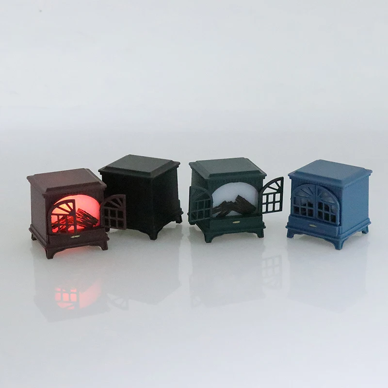 1:6 1:12 Dollhouse Miniature Fireplace Stove Christmas Furniture Decoration Model With Light