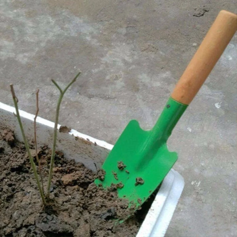 Pala de jardín pequeña, pala de mano con mango de madera, pala multifuncional para plantar plántulas, herramientas de aflojamiento de suelo
