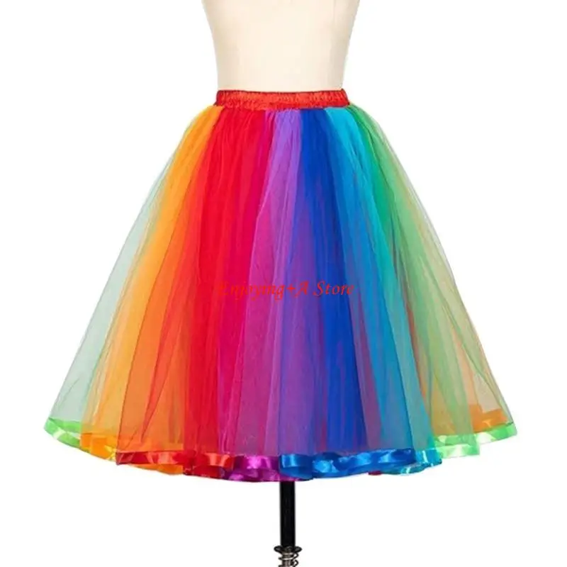 PXPB レディース カラフル プリンセス スカート レインボー チュール スカート レイヤード チュール チュチュ スカート
