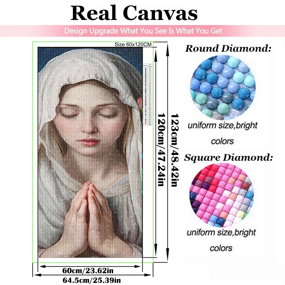 Virgin Mary Pray Large DIY Handmade Diamond Painting New Arrivals House Decoration,Suitable for Adult Beginners Religion Works