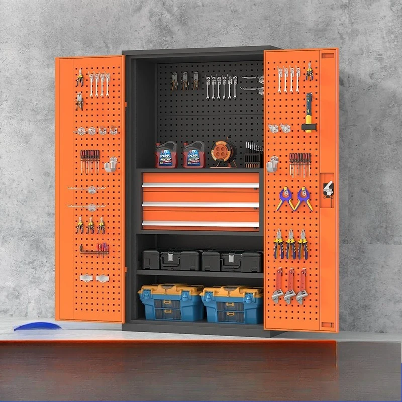 Multi-function Double Door Steel Tool Cabinet Thickened Hardware Storage Trolley For Factory Site Use