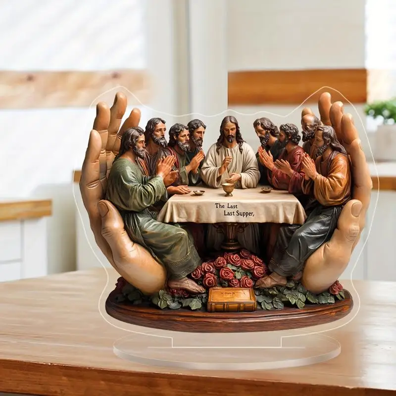 Birthday Acrylic Nativity Ornament 2D Statue Table Desk Decoration for Home Religious Decor