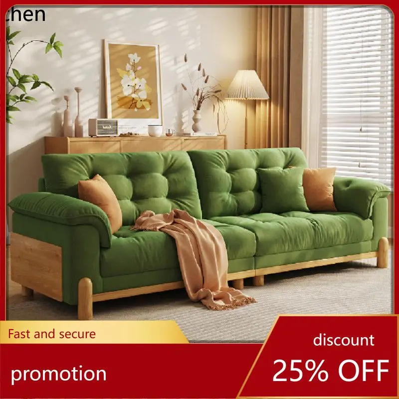 

CZ Wood Style Sofa for Living Room, Small Apartment Removable and Washable Cotton-Linen Cat Claw Fabric Cloud Sofa for Home Use
