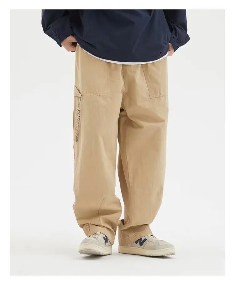 

American Retro Pure Cotton Work Pants Men Summer Thin Loose Straight Leg Trendy Brand Versatile Japanese Sle Cotton Nine Po...