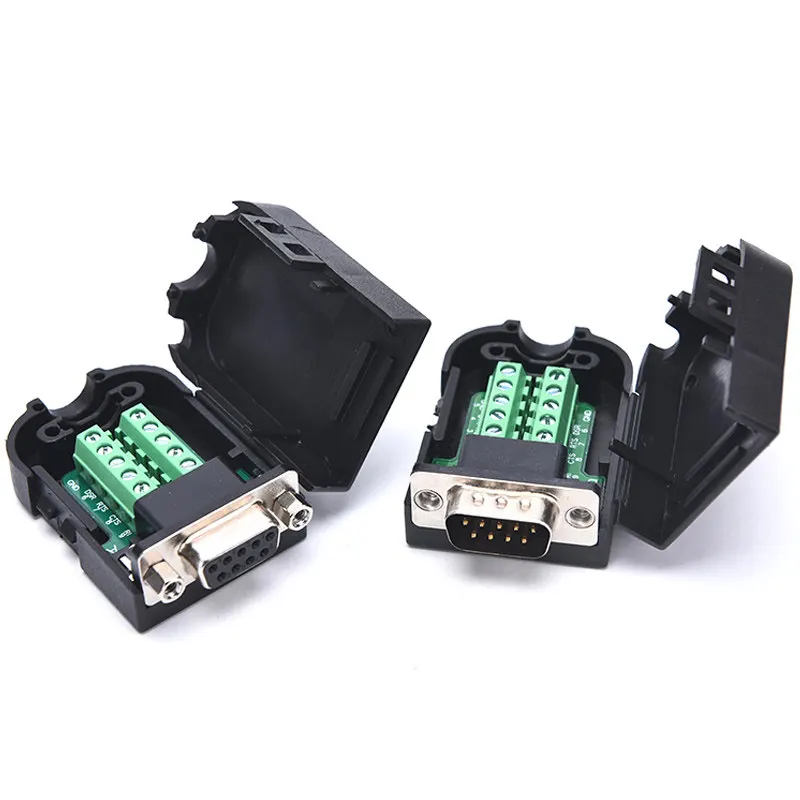 1PCS Solderless DB9 Snap-Fit Serial Port Connector Male and Female Plug 9-Pin Adapter Cable Terminal RS232/484COM Port Solder