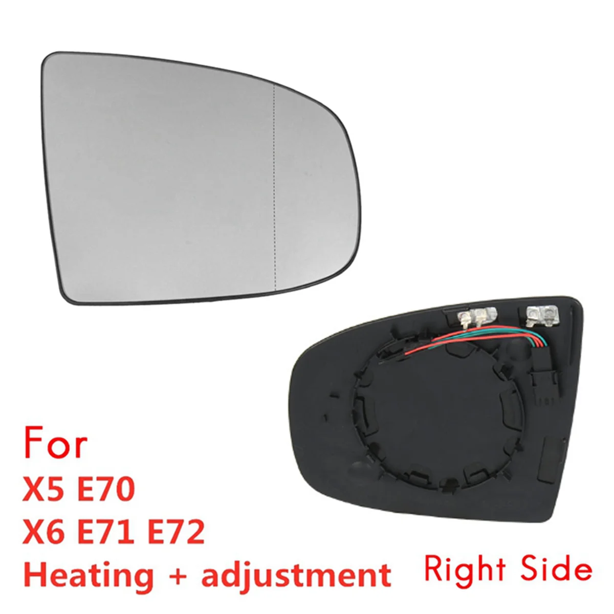 Right Side Rear View Mirror Side Mirror Glass Heated + Adjustment for X5 E70 2007-2013 X6 E71 E72 2008-2014