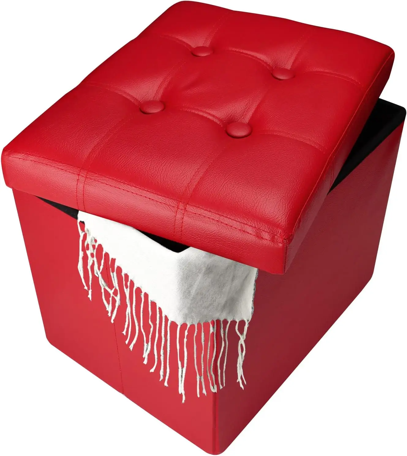 

Storage Ottoman, Folding Foot Stool With Thicker Foam Padded Seat Small Leather Storage Ottoman Bench Foot Rest For Living Room