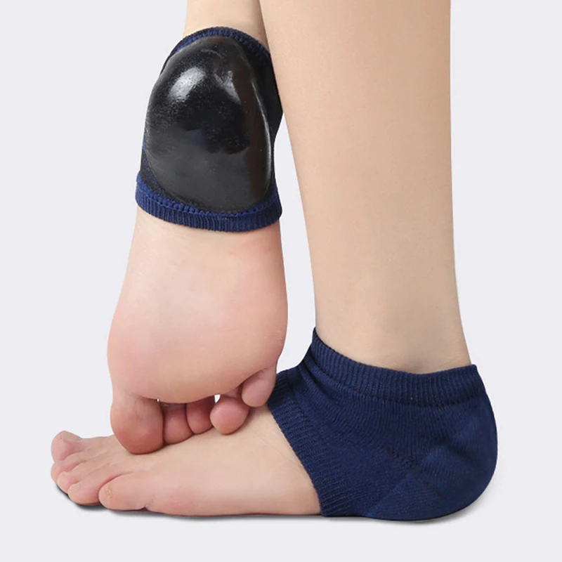 Gel Silicone Heel Protector Sleeve Heel Pads Heel Cups Plantar Fasciitis Support Feet Care Skin Repair Cushion Half-yard Socks