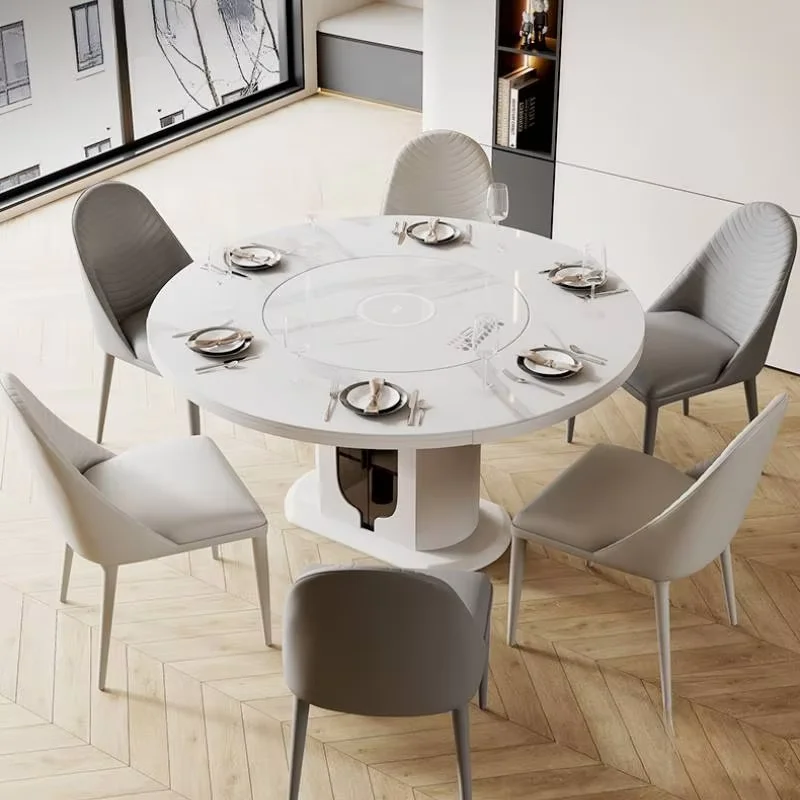 Unique Living Room Table Luxury Multifuctional Extendable Mobile Dining Table Round Kitchen Mesa De Comedor Furniture Home