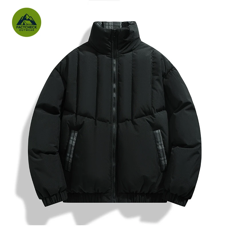 FACTCHECK High Quality EU US Size Unisex Stand Collar Spliced Cotton Jacket, Thick Warm Heat Retention Casual Puffer Coat