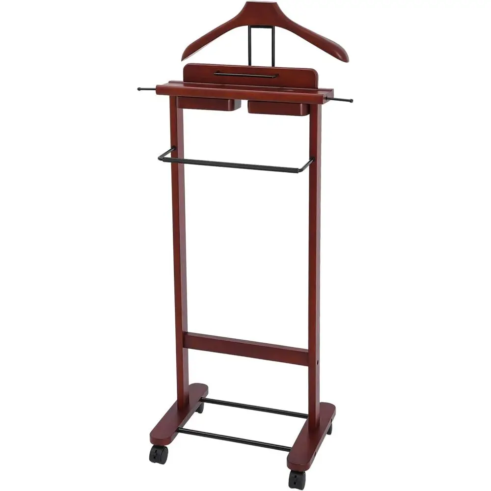 

Подставка для одежды на колесиках с верхним ящиком, деревянная подставка для мужских костюмов с полкой для обуви, напольная подставка для одежды с вешалкой, ст.