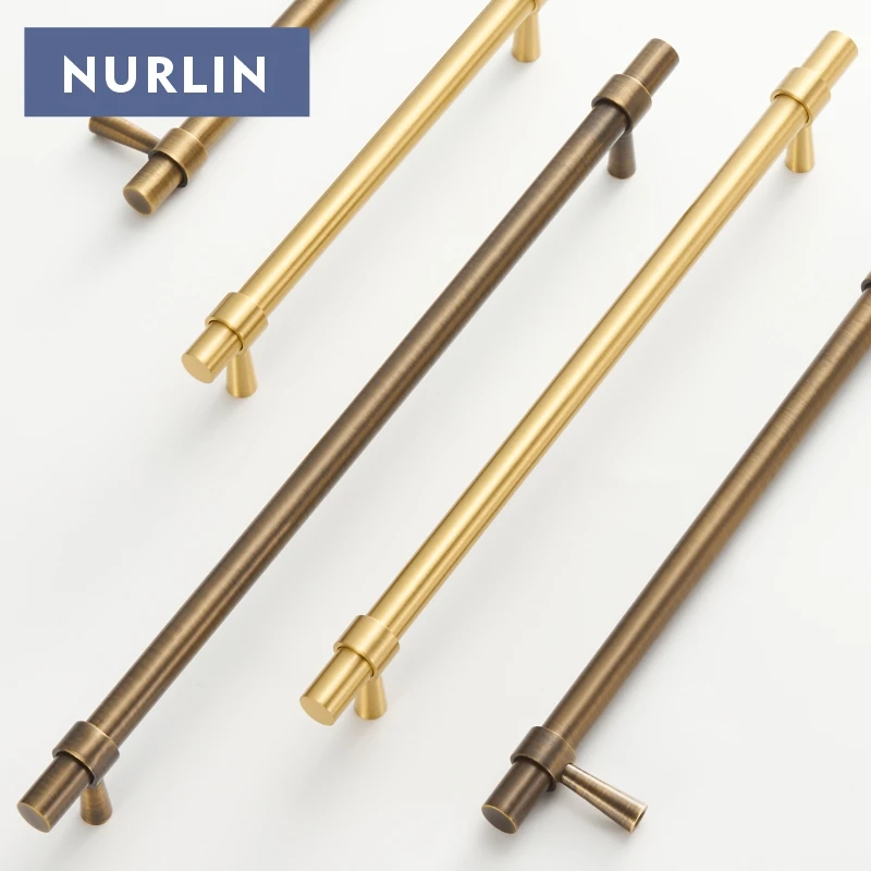 Nurlin Solid Brushed Antique Brass Bronze 500mm 19.5\'\' Inch Pull Cabinet Knobs T bar Funiture Wardrobe Appliance Handle