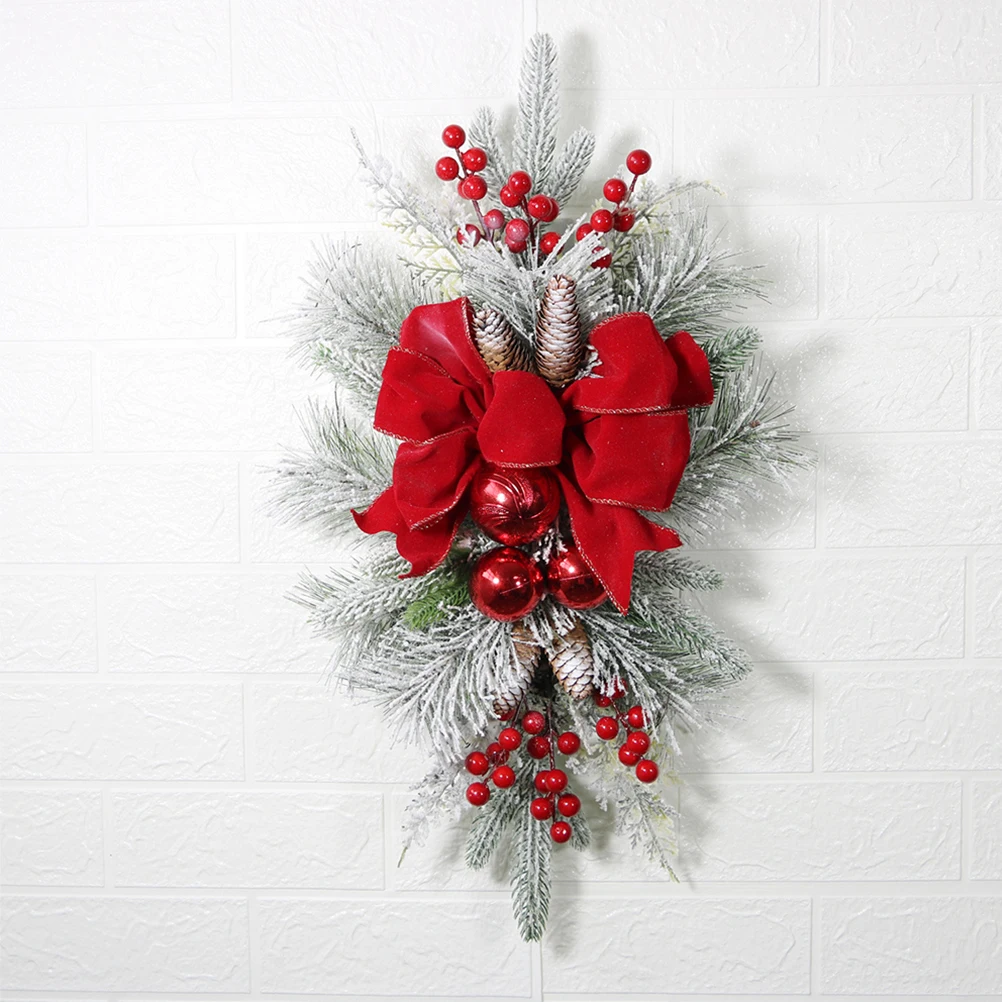 

Christmas Decorations Stair Wreath Red Bow Home Decor Pendant 120cm Hanging Centerpiece Xmas Door Wreath