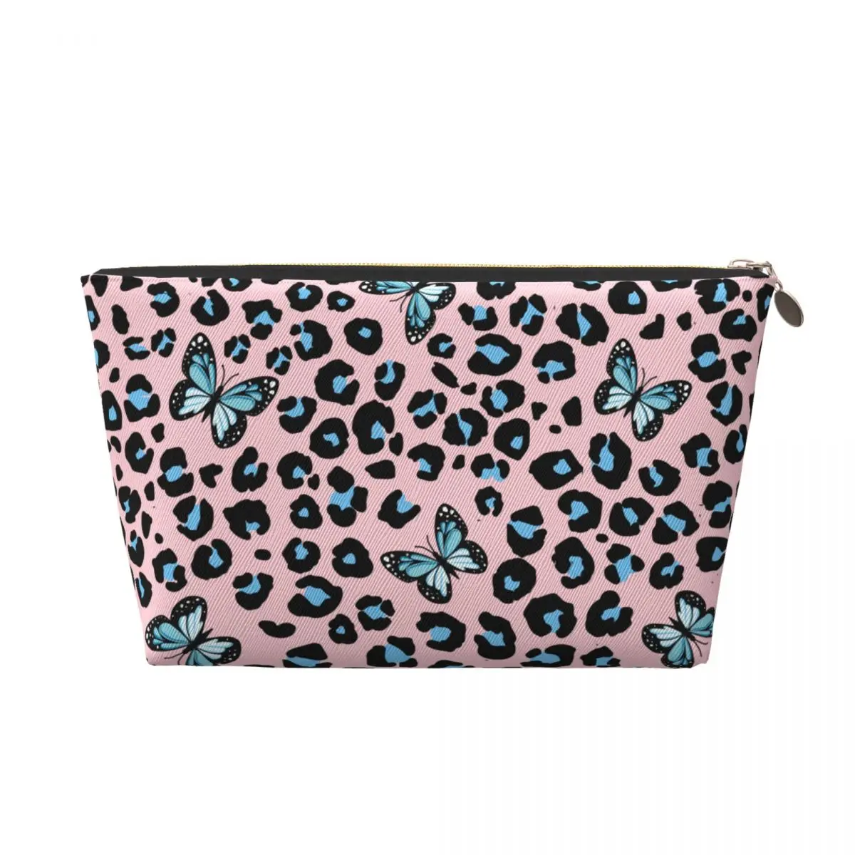 Custom Butterfly Wild Leopard Pattern Travel Toiletry Bag Women Cosmetic Makeup Bag Beauty Storage Dopp Kit