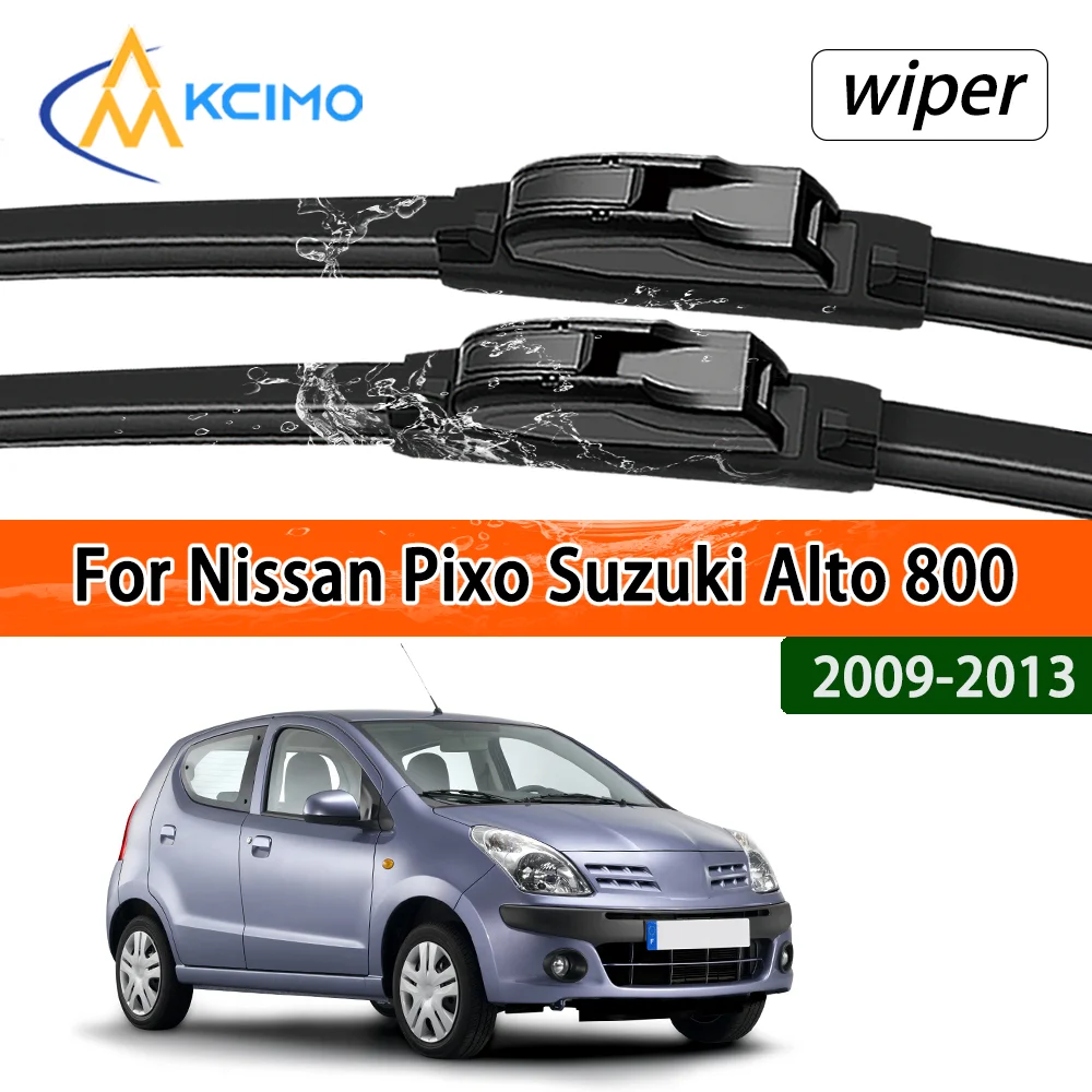 Silent Black Frontwischerblätter-Set für Nissan Pixo Suzuki 800 2009–2013, Zubehör für Auto-Windschutzscheiben- und Fensterwischer