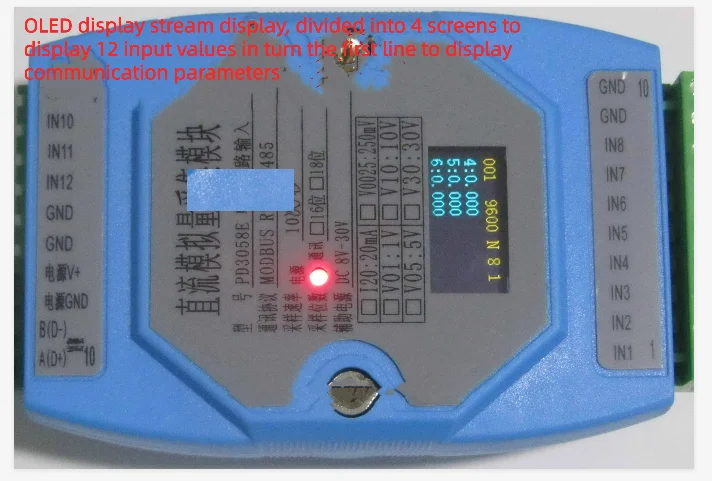 

12-channel Positive and Negative 0-5V/10V/30V/60V/160V/260V/500V Acquisition Module MODBUS RTU