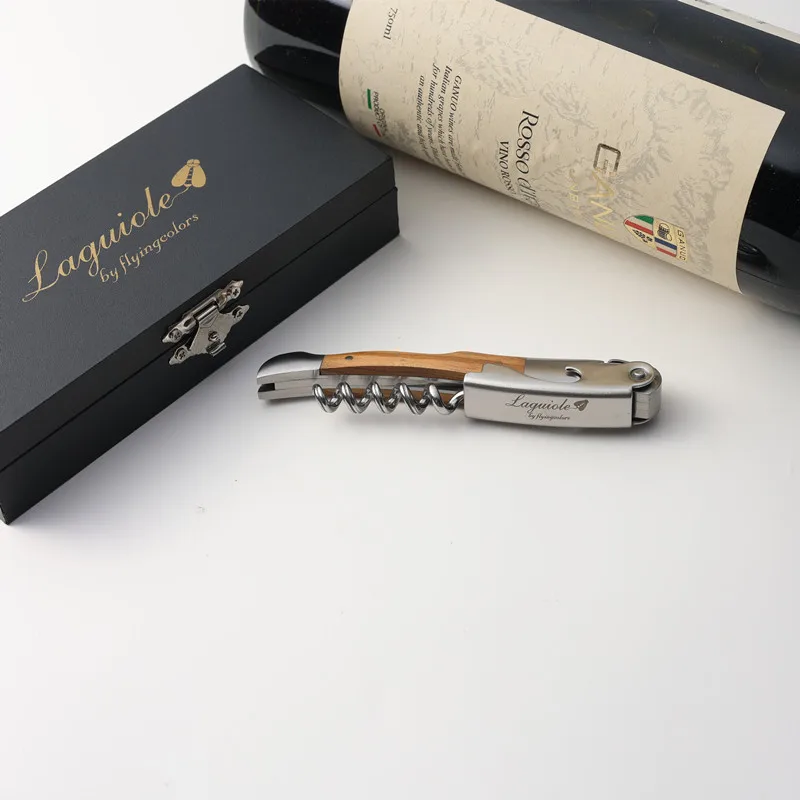 Laguiole Wine Bottle Openers Wood Handle Wine Accessories Household Wine Corkscrew Can Opener Beer Cap Jar Kitchen Tool Giftbox