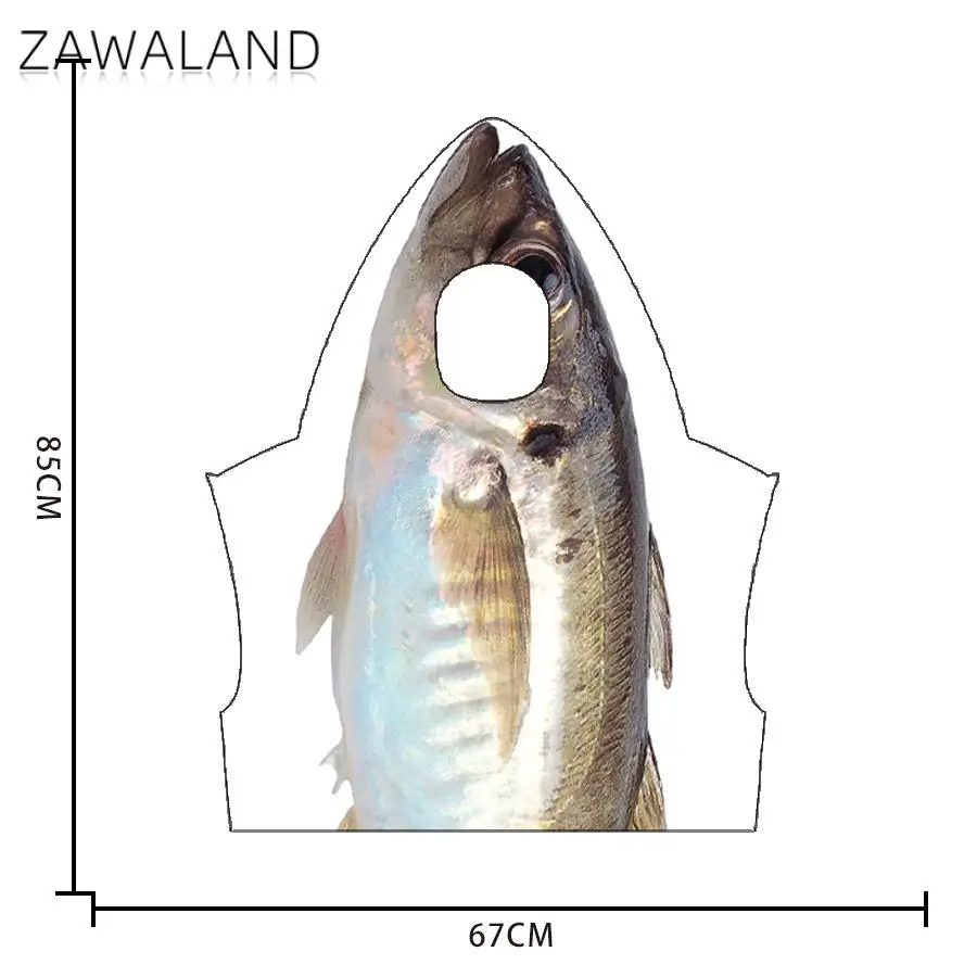 Zawaland Decapterus Maruadsi 여성용 코스튬, 재미있는 물고기 변장 의상, 할로윈 파티 세트 카니발 파티 의상, 85x67cm