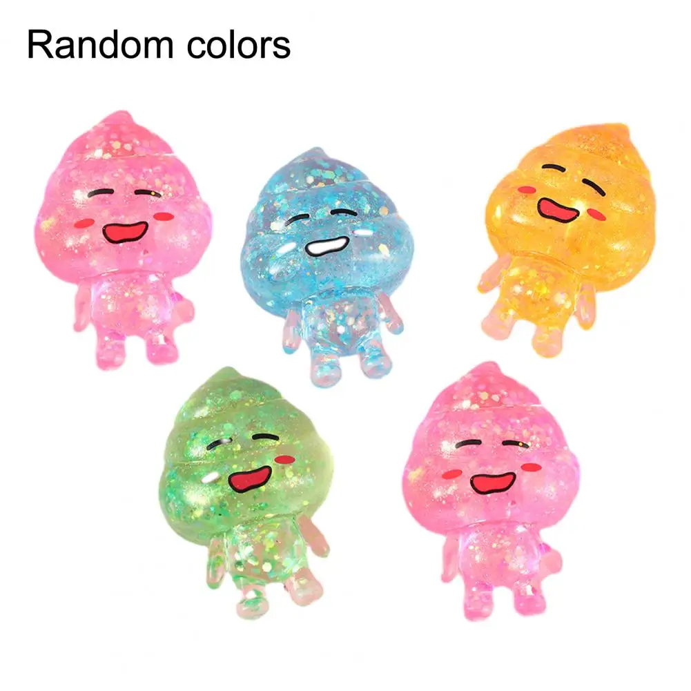 Glitter Toy 5pcs Glitter Stress Balls Frog Dog Squeeze Toys Cartoon Decompression Fidget Set for Anxiety Relief Squeeze Fidget