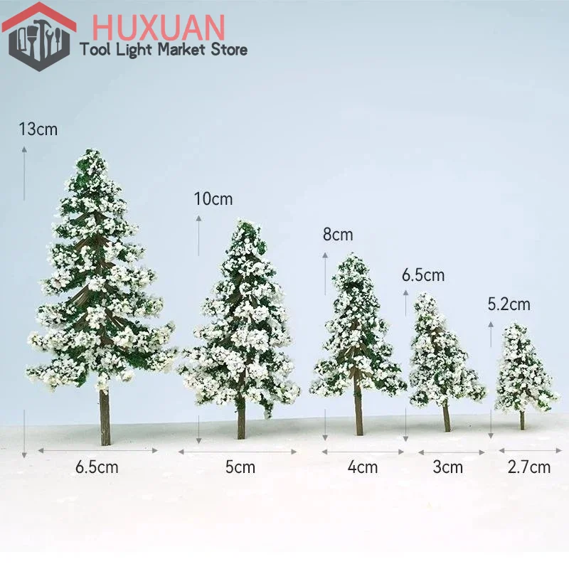 Decoración navideña, 5 tamaños de Mini modelo de pino de nieve, árboles de paisaje para decoración navideña, adornos de invierno, manualidades para el hogar