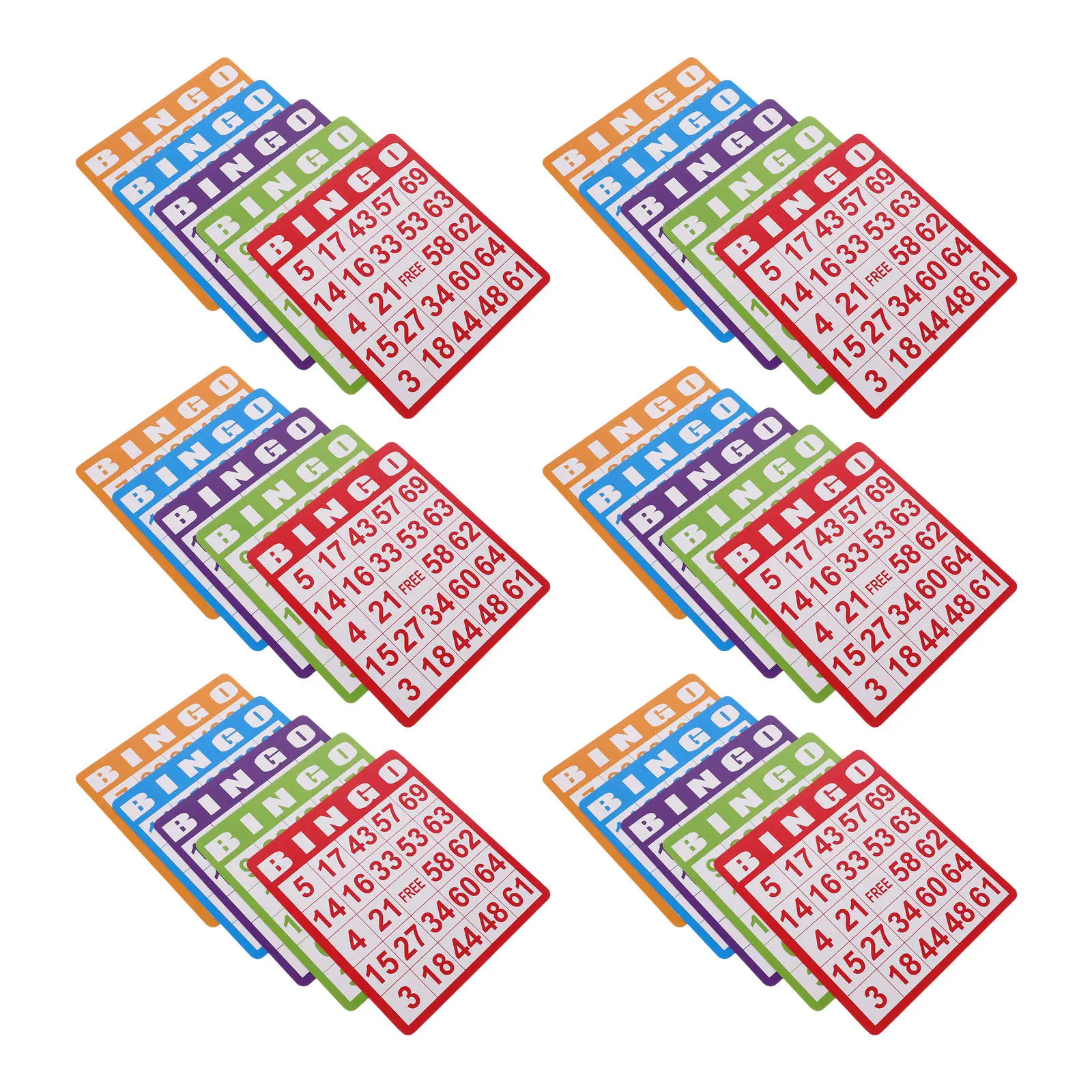 

100 шт. разноцветных карточек для бинго из утолщенной бумаги для семейных вечеринок, карнавальных игр, развивающих занятий, бумажные карточки для вечеринок