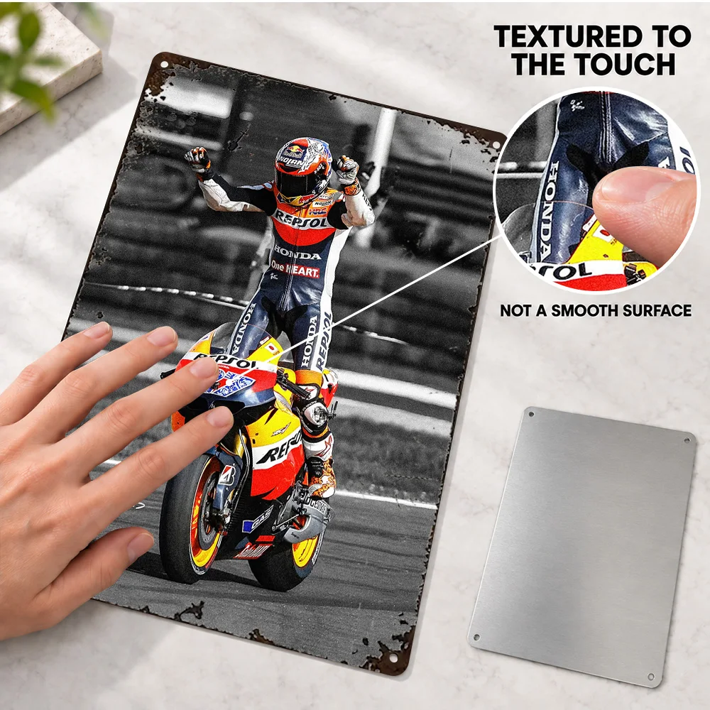 Casey Stoner Victory Printed Poster Customized Aluminum Metal Sign Selective Color Wall Art For Games Room Motorsport Fan Gift