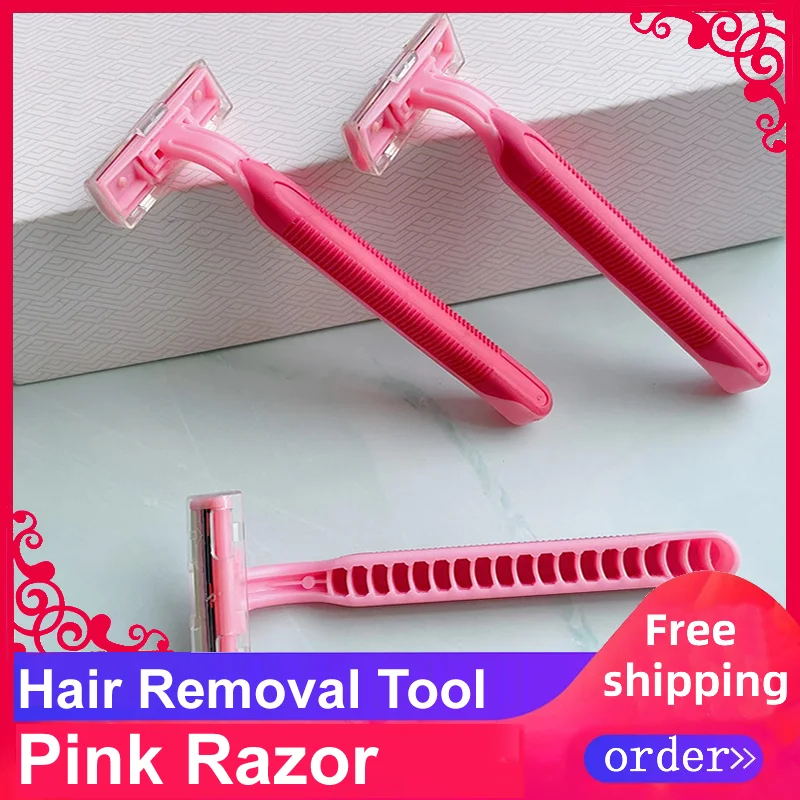 Free Shipping Body Hair Removal Tool for Leg arm Underarm GoodQuality Hotel Beauty Pink Stainless Steel Blad Razor with Soap Bar