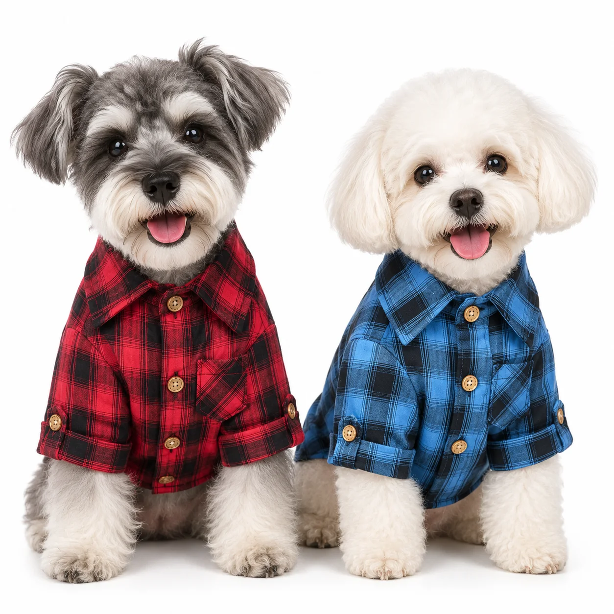 Classic Plaid Dog Shirt Pet Clothes Puppy Button Down Shirt Small Dog Cat Clothing Turn Down Collar Checkered Pet Outfit Casual