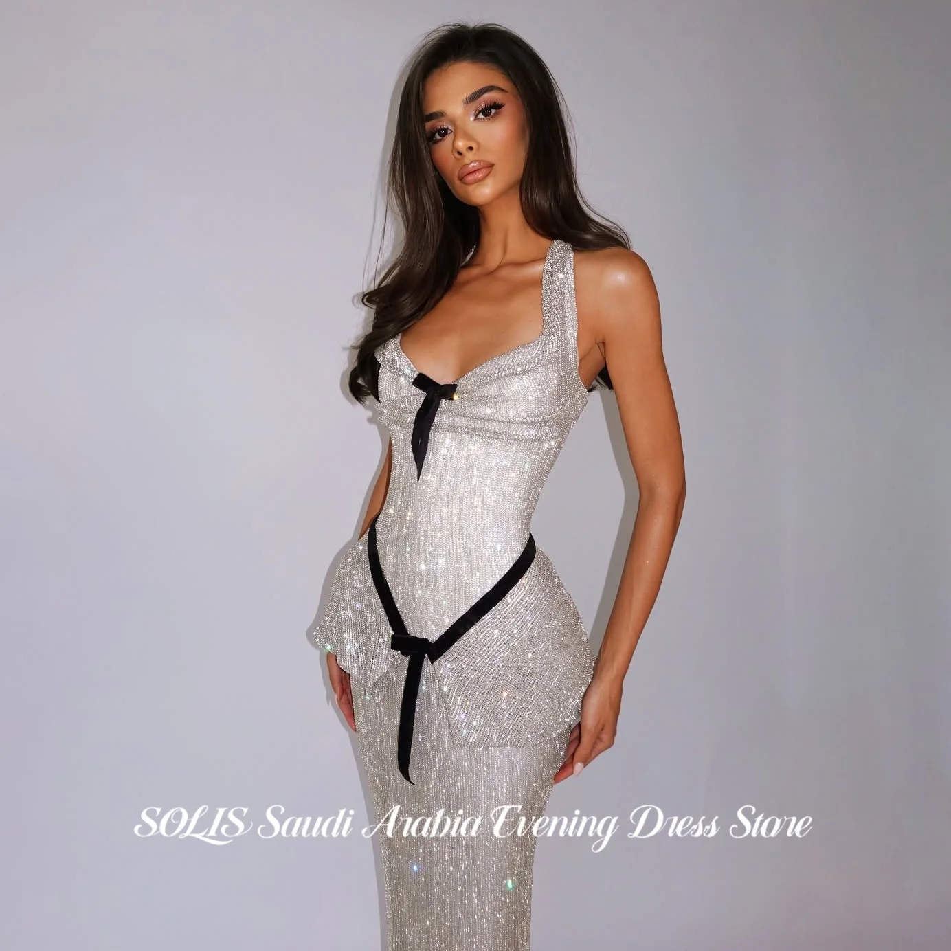 SOLIS Silver Mermaid Prom Dress All Over Sparkle Full Sequin Evening Dresses Shimmer Sequin Mesh Floor Party Dress Customized image 4
