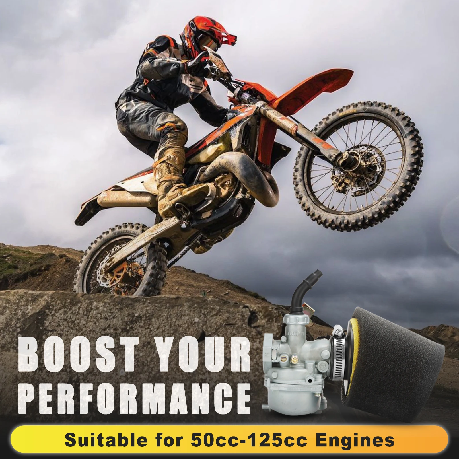 NIBBI Motorrad-Vergaser PZ19mm Vergaser 35mm Schwamm-Luftfilter für DY100 Sun Locomotive 50cc-125cc ATV Dirt Bike Roller Motor – Detail 10