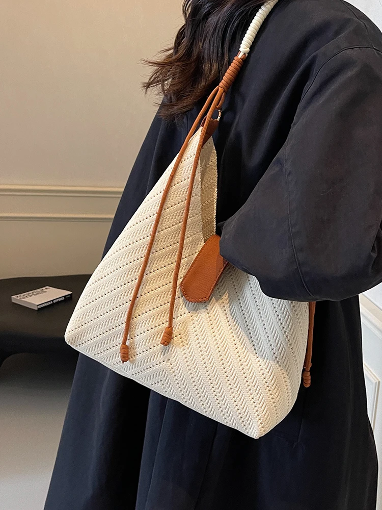

Handwoven Large Capacity Tote Bag Women's Summer Vacation Casual Style Single Shoulder Bag Beach Holiday Fashion Handbag