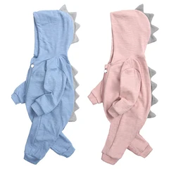 Baby Rompers Zipper Hooded Jumpsuits Dinosaur Shark Jumpers Boys Girls One-Pieces Growings Hoodies Grows Soft Roupa de Bebe