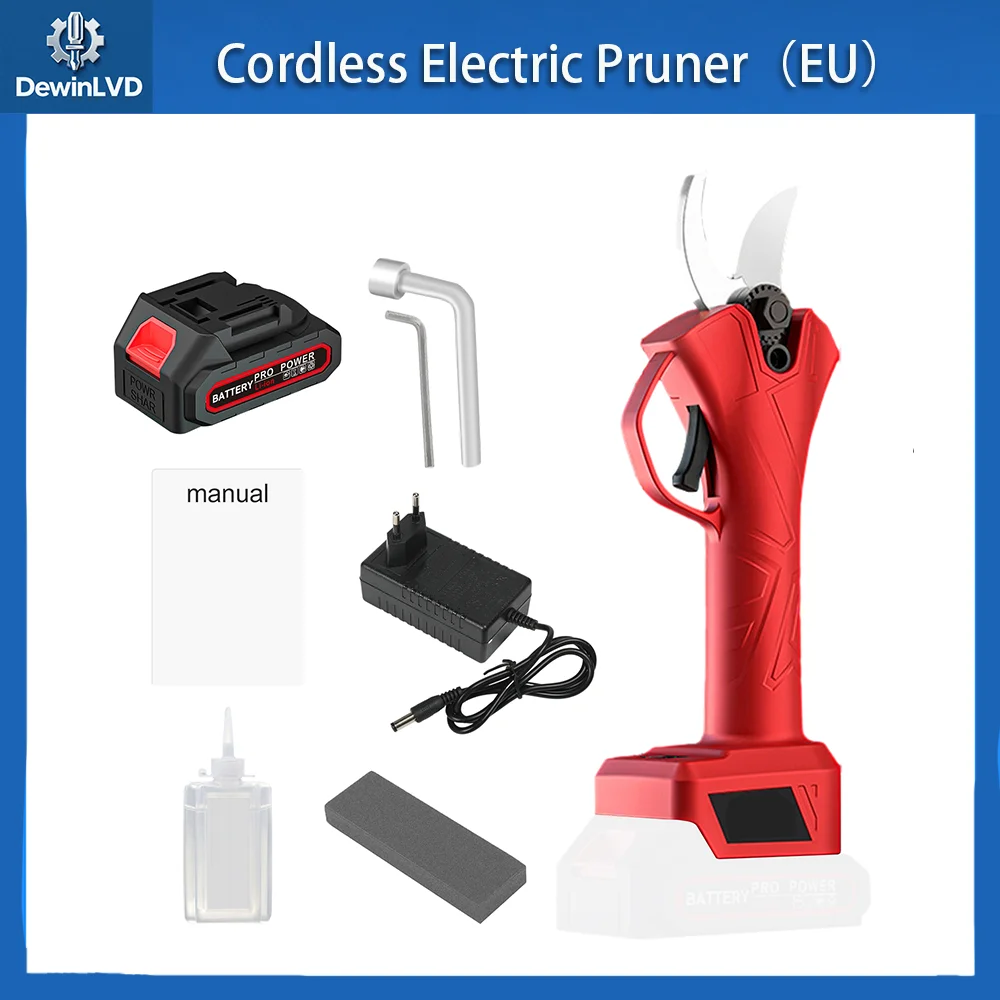 

DewinLVD 3000W Brushless Pruning Shears Cordless Electric Pruner 25mm Cut Diameter for Orchard Vineyard Garden Tree Branch EU